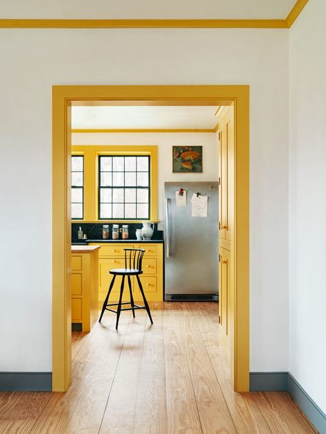 Inside the Butter Yellow Kitchen of a Viral TikTok Baking Star Hendricks Churchill, Yellow Kitchen Cabinets, New Farmhouse, Bright Kitchen, Yellow Paint, New Farm, Yellow Kitchen, Kitchen Inspo, Yellow Painting