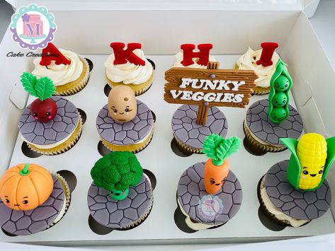 Vegetables / Funky Veggies! fondant cupcakes Wine Cookies, Fondant Cupcakes, Fondant Cakes, Wine Recipes, Cupcake Cakes, Fondant, Cake Decorating, Birthday Party, Wine