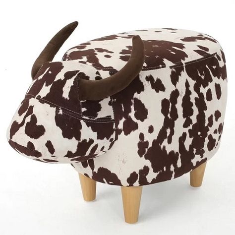 Cow Ottoman, Rustic Baby Cribs, Patterned Ottoman, Kids Ottoman, Cowboy Room, Cow Nursery, Western Bedroom Decor, Cowgirl Nursery, Western Bedroom