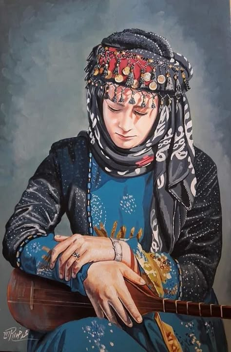 Kurdish Aesthetic, Folk Painting Ideas, Kurdish Traditional Clothes, Refugees Art, Kurdish History, Kurdish Art, Totoro Art, African Figurines, Kurdish Culture