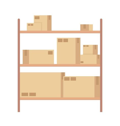 Storage rack with shipping cardboard boxes semi flat color vector objects. Editable items. Full sized elements on white. Simple cartoon style illustration for web graphic design and animation Cardboard Box Illustration, Vector Cityscape, Advertisement Design, Web Graphic Design, Simple Cartoon, Color Vector, Flat Color, Cartoon Style, Visual Design