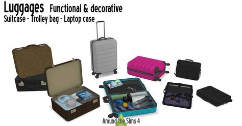 Around the Sims 4 | Custom Content Download | Luggages Sims 4 Functional Suitcase, Sims 4 Cc Clutter Functional, Sims 4 Functional Cc, Sims 4 Functional, Around The Sims 4, Sims Love, The Sims 4 Custom Content, Sims 4 Cc Eyes, Cc Folder