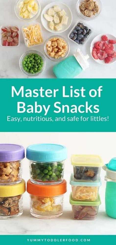 baby-snacks-on-countertop Healthy Snacks One Year Old, Snacks One Year Old, Easy Blw Snacks, Snack Pouch Recipes, One Year Old Snacks On The Go, Easy Snacks For One Year Old, Finger Food For One Year Old, Infant Snacks For Daycare, Healthy Snacks For 13 Month Old