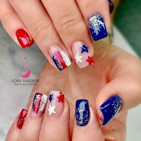 Patriotic Nail, Patriotic Nails Design, Firework Nails, Patriotic Nails, Blue Gel Nails, American Nails, Hard Gel Nails, Fourth Of July Nails, 4th Of July Nails