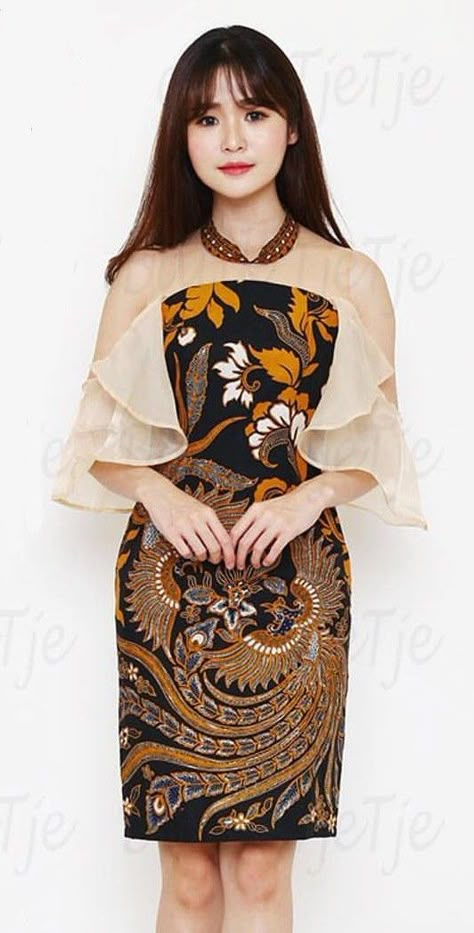 Batik Tjetje  - Shantika Dress Batik Dress Modern Gowns, Model Baju Batik Modern Dresses, Batik Dress Modern Simple, Batik Dress Elegant Modern, Dress Batik Modern Fashion Style, Batik Modern Fashion Style, Modern Batik Dress, Dress Batik Modern, Dres Batik