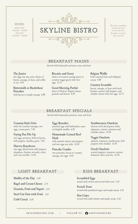 Classy Breakfast Menu Brunch Menu Design Ideas, Classy Breakfast, Brunch Menu Design, Breakfast Menu Template, Simple Breakfast Menu, Breakfast Menu Design, Menu Design Ideas, Homestyle Potatoes, Breakfast Brunch Menu