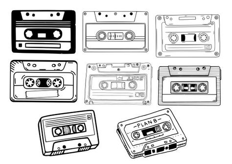 Cassette Tape Tattoo, Cassette Tattoo, Tape Tattoo, Tattoo Vector, Tape Cassette, Tattoo Project, Leg Tattoo, Cassette Tape, Mini Tattoos