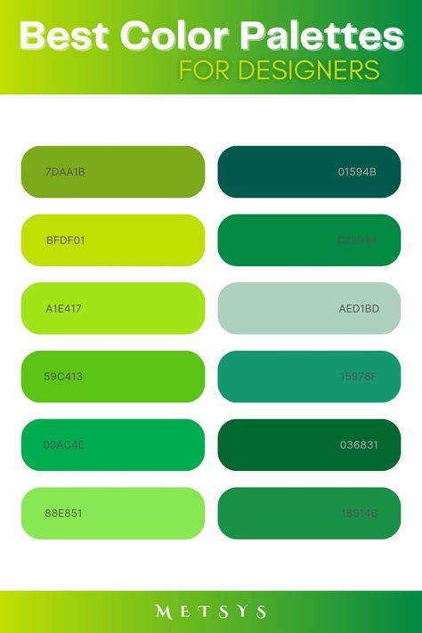 Inspired green colors | { #colorpalette #colors #designers #green } Bright Green Palette, Color Pallete Green, Color Pallete Ibis Paint, Green Colour Pallet, Green Pallet Color, Green Color Pallet, Color Pallete Aesthetic, Best Color Palettes, Color Theory Art