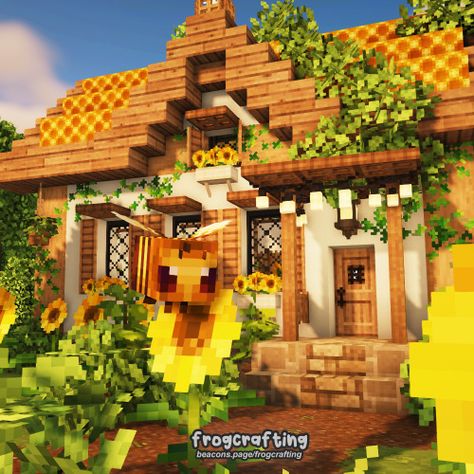 Minecraft Building Blueprints, Minecraft Kingdom, Cottagecore Minecraft, Cottage Core Home, Sunflower House, Minecraft Structures, Beautiful Sunflowers, Minecraft House Plans, Minecraft Drawings