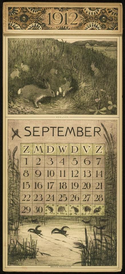 September calendar pages for early 1900's by Theodorus van Hoytema Early 1900s Aesthetic, Charcoal Paper, September Calendar, Best Charcoal, Vintage Calendar, Happy September, Charcoal Sketch, Easter Greeting Cards, Easter Greetings