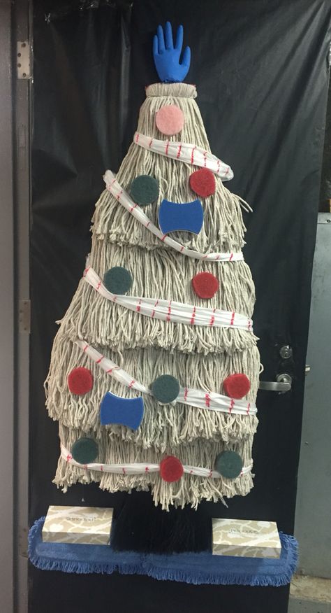 Janitor Door Decoration, Prayer Crafts, Christmas Parade Floats, Classroom Christmas Decorations, Christmas Door Decorating Contest, Classroom Doors, Door Decorating Contest, Classroom Christmas, Door Decorating