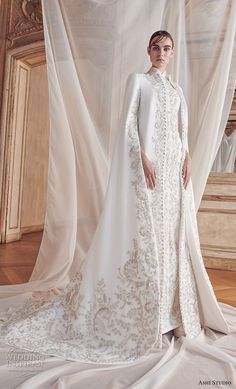 Ashi Studio, Baju Kahwin, Muslimah Wedding Dress, High Neck Wedding Dress, فستان سهرة, Gowns With Sleeves, Modest Wedding Dresses, A-line Wedding Dress, Dream Wedding Dresses