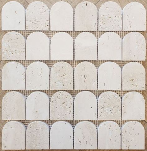 Edge Arch Honed Pompeii Travertine Mosaic 298x306x10 - Edge Tile & Stone Travertine Pattern, Travertine Tile Bathroom, Mood Tone, Blue Wren, Coloured Grout, Mosaic Pieces, Travertine Tile, Grout Color, Mood And Tone