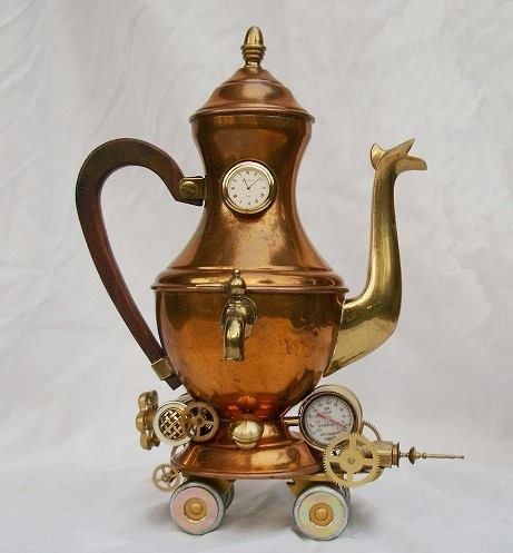 Steampunk teapot, by Paul Stewart Steampunk Teapot, Metal Teapot, Iron Teapot, Steampunk Ceramic Sculpture, Steampunk City, Ancient Teapot, Steampunk Crafts, Teapots Unique, Neo Victorian