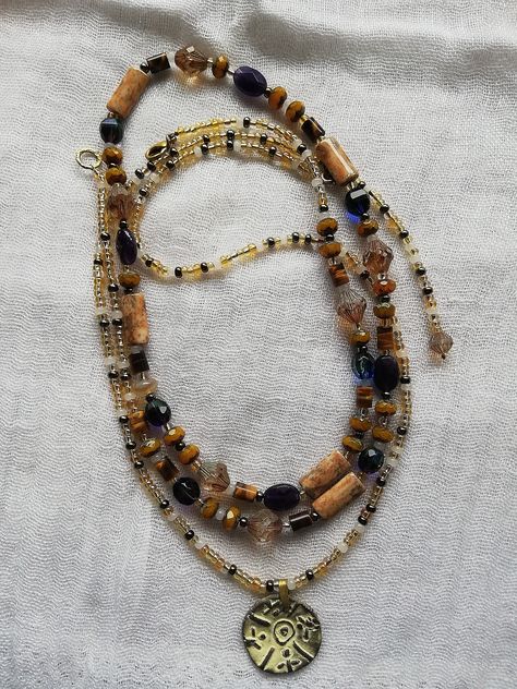 Earthy Beaded Necklace, Earthy Beaded Necklace For Gifts, Earthy Beaded Pendant Jewelry, Handmade Brown Earthy Necklace, Handmade Brown Hippie Necklace, Earthy Necklace, Mushroom Jewelry, Earthy Jewelry, Fairy Jewelry