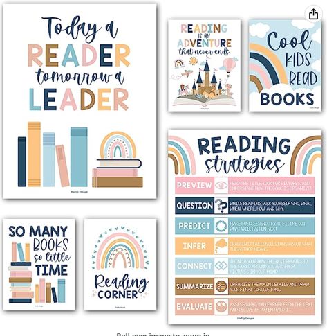 Reading Posters For Classroom, Decorations For School, Read Poster, Classroom Motivational Posters, Reading Corner Classroom, Library Decorations, Inspirational Classroom Posters, Reading Strategies Posters, Posters For Classroom