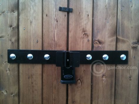 Shed Security Lock - Hasp Shed Door Lock Ideas, Shed Security, Magnetic Door Lock, Outside Sheds, Garage Security, Shed Design Plans, Workshop Shed, Ground Anchor, Shed Door