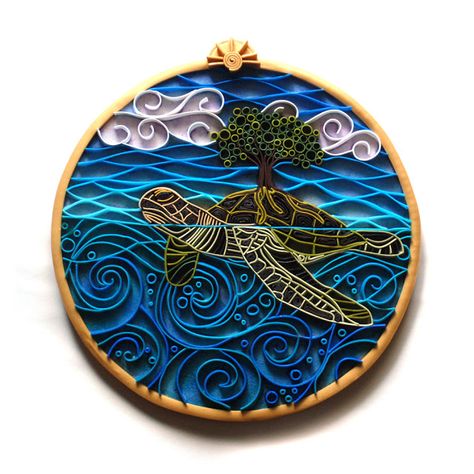 tortuga marina Arte Quilling, Quilling Animals, Paper Quilling Jewelry, Quilled Paper Art, Quilled Creations, 3d Quilling, Creation Story, Quilling Jewelry, Quilling Craft