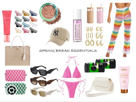 Spring Break
Bikini 
Summer 
Beauty 
Beachy 
Summer Aesthetic 
Trendy Girl 
It Girl Spring Break Essentials, Spring Break, Mood Board, Road Trip, I Shop