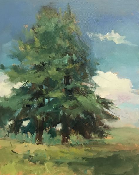 Forest Painting Oil On Canvas, Pine Tree Oil Painting, Trees Painting Acrylic, Tree Oil Painting, Oil Pastel Landscape, Landscape Elements, Pastel Landscape, Digital Art Gallery, Christmas Tree Painting