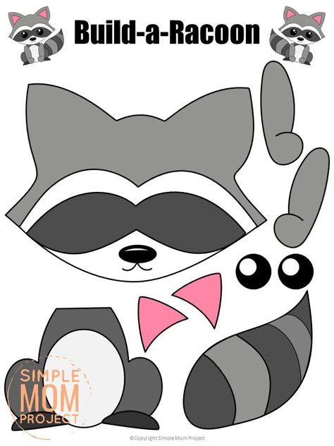 Are you looking for a simple way to teach the letter R to your preschoolers this summer? Click now to get this free printable racoon template to make this cute cut out and paste woodland mouse craft! He is perfect for kids of all ages including toddlers and kindergartners to learn a part of the alphabet! #mouse #mousecrafts #woodland #woodlandanimals #winteranimals #LetterM #SimpleMomProject Raccoon Craft, Animal Learning, The Kissing Hand, Free Printable Crafts, Kraf Kertas, Felt Animal Patterns, Paper Bag Puppets, Animal Templates, Mouse Crafts