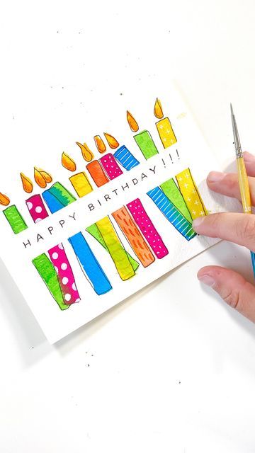 Quick And Easy Birthday Cards Diy, Easy Birthday Cards Diy, Art Business Ideas, Projects To Make And Sell, Diy Greeting Card, Watercolor Birthday Cards, Birthday Card Drawing, Simple Birthday Cards, Birthday Card Craft