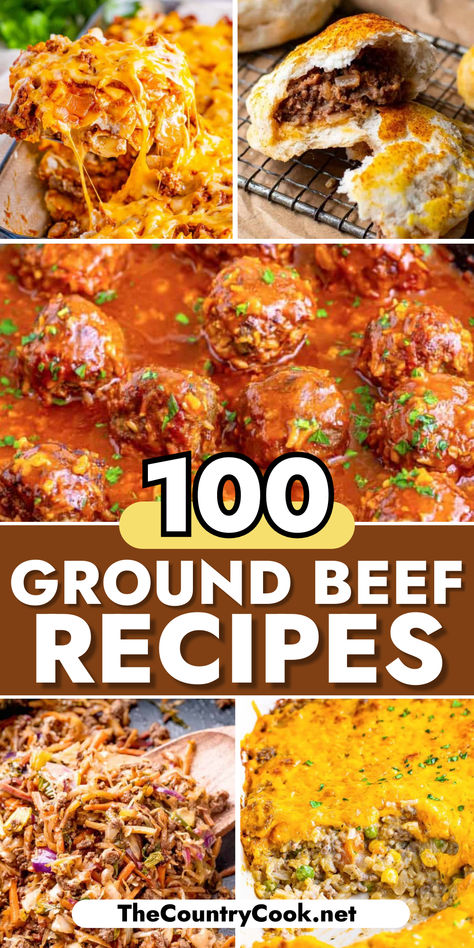 Got ground beef? If you find yourself with some ground beef but have run out of inspiration then you need to browse this list of 100 Ground Beef Recipes! 100 Ground Beef Recipes, Dinner Ideas Easy Healthy Ground Beef, 1 Lb Beef Recipes, Meals For Hamburger Meat, Family Ground Beef Recipes, Food Recipes With Hamburger Meat, Comfort Ground Beef Recipes, Food To Cook With Ground Beef, Ground Beef Recipes For Dinner No Pasta