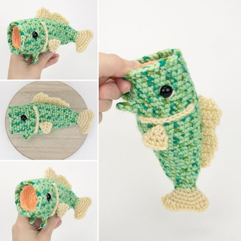 I went fishing for a completely new idea for my next creation and made… a large mouth bass?! Plush version coming next! 🤗 What should I name this bass?? A “B” or “L” name? Let me know your ideas!👇 Crochet Trout Pattern Free, Bass Crochet Pattern, Crochet Bass Fish Pattern Free, Short Crochet Projects, Crochet Bass Fish, Fishing Crochet, Crochet Fishing, Large Mouth Bass, Beginning Crochet