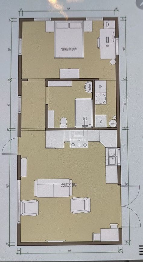 Tiny Home / Shed Home and Cabins | Thanks for the add this is my layout I'm building the end of this summer 16x36 | Facebook Tiny Home Shed, Shed Home, Tiny Home, Tiny House, This Summer, The End, Shed, Cabin, Layout