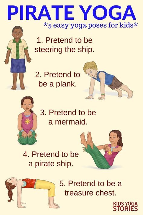 5 Pirate Yoga Poses for Kids - to explore the pirate world through movement | Kids Yoga Stories Fun Yoga Poses, Preschool Yoga, Kid Yoga, Yoga Poses For Kids, Kids Yoga Classes, Pirate Activities, Pirate Books, Childrens Yoga, Yoga Story