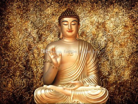 Figure Wallpaper, Spiritual Science, 3d Wallpaper For Walls, Golden Buddha, Wallpaper For Walls, Buddha Wall Art, Buddha Painting, Room Screen, Landscape Features