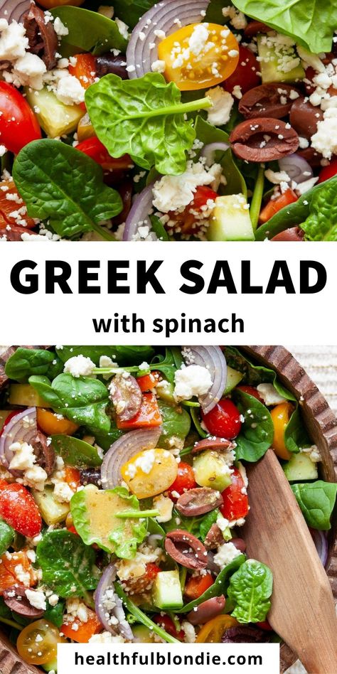 Spinach Salad Dressing, Homemade Greek Dressing, Greek Spinach, Bell Pepper Salad, Jewish Feasts, Potluck Salad, Greek Dressing, Perfect Salad, Spinach Salad Recipes