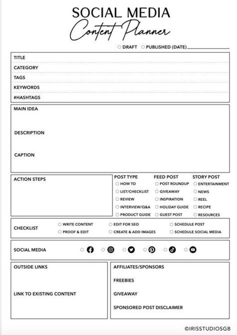 This template will help you plan your social media content. Content Creation Template, Social Media Content Template, Social Media Planner Template Free, Content Template Social Media, Content Creator Planner Template, Social Media Content Planner Template, Content Schedule Template, Youtube Management, Content Planning Template