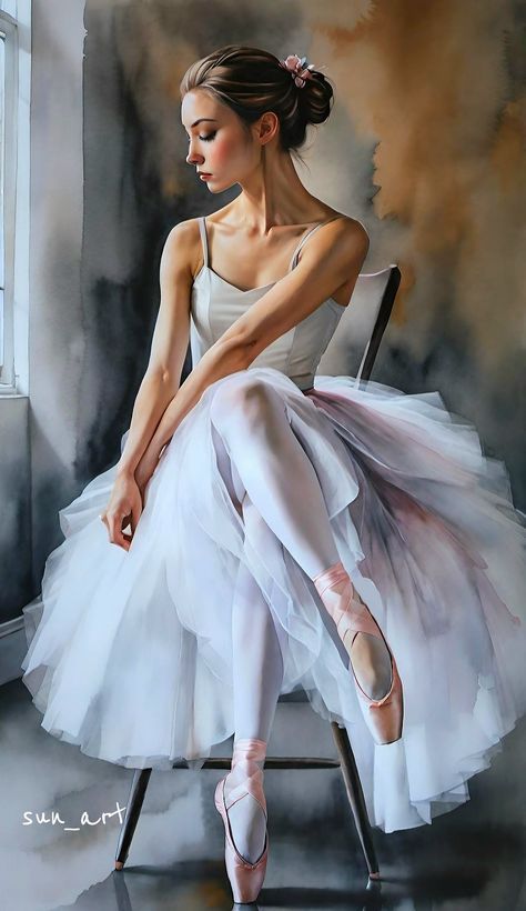 Pretty Screensavers, Ballerina Art Paintings, Green Prom Dress Long, How To Wear White Jeans, Ballet Painting, Angel Photography, Ballet Posters, Dancer Photography, Dancer Painting