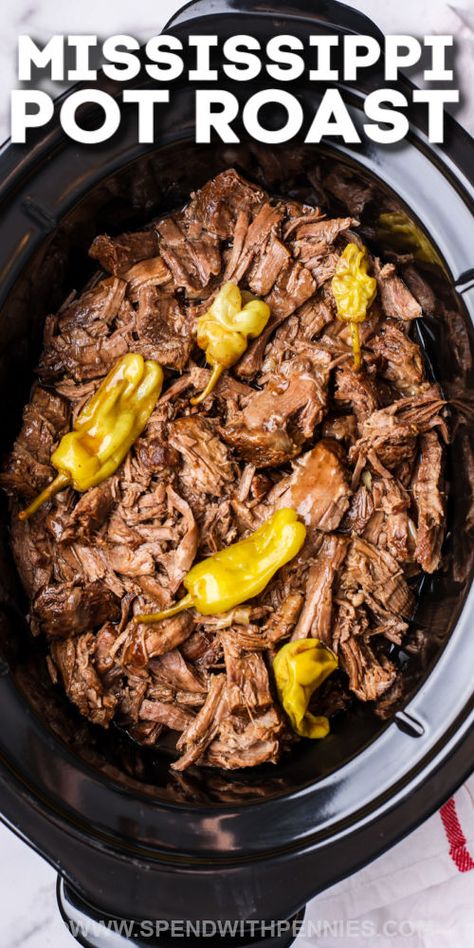 Rump Roast Crock Pot Recipes, Roast With Pepperoncini, Crockpot Rump Roast, Mississippi Pot Roast Recipe, Chuck Roast Crock Pot Recipes, Pork Roast Crock Pot Recipes, Slow Cooker Bbq Beef, Bbq Beef Sandwiches, Crockpot Pork Roast