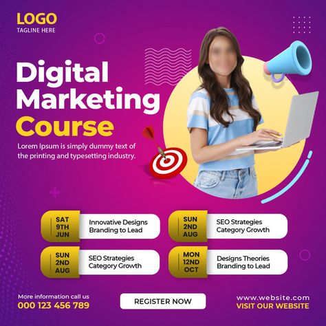 Digital Marketing Course Online Social Media Post Template#pikbest#Templates#Others Social Media Marketing Course, Digital Marketing Course Poster, Course Social Media Design, Online Course Poster, Courses Poster, Youtube Seo, Social Media Post Template, Online Digital Marketing, Social Media Poster