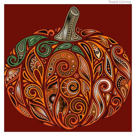 Pumpkin Mandala Art, Fall Mandala Art, Fall Zentangle, Autumn Quilling Ideas, Quilled Pumpkin, Pumpkin Mandala Coloring Pages, Zentangle Pumpkins, Fall Mandala, Halloween Zentangle