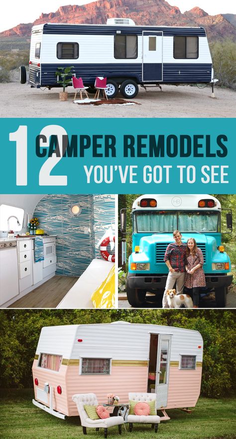 Campers Remodeled, Camper Remodel Ideas, Vintage Trailer Remodel, Camper Remodeling, Vintage Camper Interior, Glamper Camper, Small Travel Trailers, Vintage Camper Remodel, Holiday Rambler