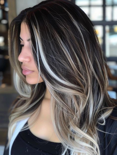 Exciting Hair Color Ideas for Brunettes: Summer Fun with Dark, Blonde, and Unique Peekaboo Styles Black Hair With Underneath Color Blonde, Ash Blonde And Burgundy Hair, Brunette Hair With Platinum Highlights, Brunette With Blonde Face Framing, Balayage Styles, Burgundy Shades, Honey Highlights, Dark Brunette Hair, Blonde Tips