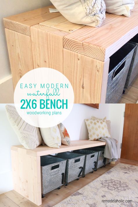 Diy Long Wood Bench, Diy Entryway Bench With Back, Diy Wood Bench With Storage, How To Build A Simple Bench, Diy Entrance Bench With Storage, Simple Diy Bench Entryway, Entryway Bench Dimensions, Entry Seating Bench, Homemade Entryway Bench