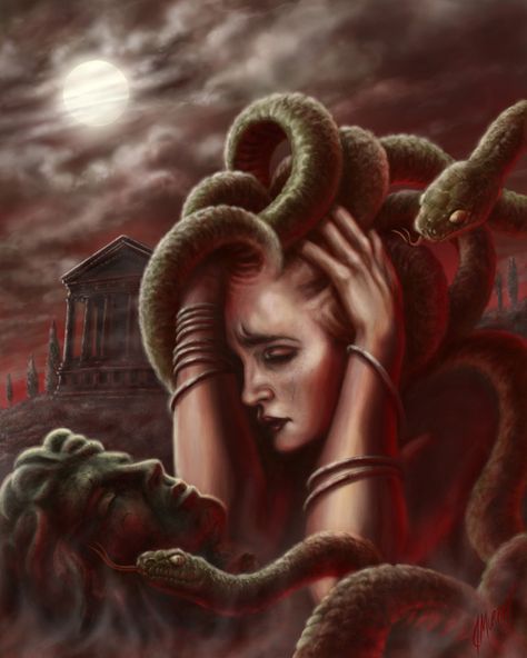 Medusa's Curse by rampartpress Medusa Pictures, Medusa Artwork, Medusa Gorgon, Medusa Art, Turn To Stone, Medusa Tattoo, Athena Goddess, Tableau Art, Mythology Art