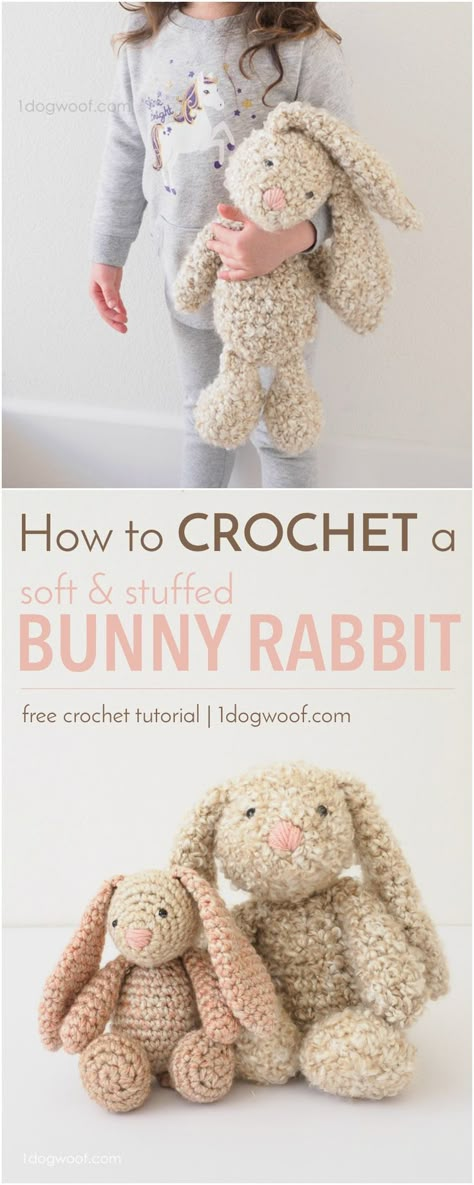 How to crochet a soft, squishy, floppy-eared, stuffed bunny rabbit using Lion Brand Homespun yarn. Perfect for Easter or a DIY baby shower gift! Diy Baby Shower Gift, Stuffed Bunny, Crochet Bunny Pattern, Diy Baby Shower Gifts, Easter Crochet Patterns, Bunny Crochet, Pola Amigurumi, Easter Crochet, Crochet Diy