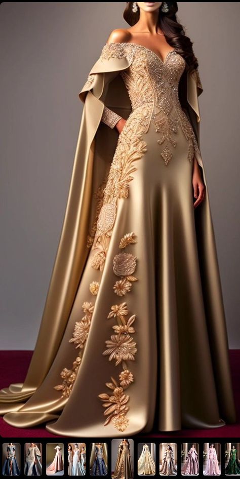 Gold Gowns Elegant Classy, New Ideas Creative, Gold Gowns, Dress Fashion Design, Gold Gown, Glamour Dress, Fantasy Gowns, فستان سهرة, Fairytale Dress