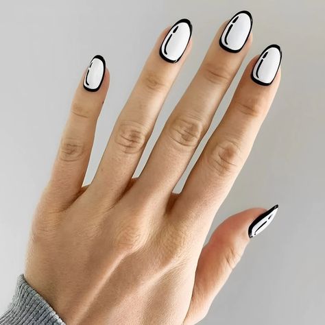 Playful Nails, Comic Nails, Nails Gorgeous, Pop Art Nails, Nail White, Nails Styles, Cartoon Nails, Mens Nails, Nagel Tips