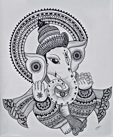 This is a Zentangle art and ganesha doodle art Ganesha Doodle Art, Ganesha Doodle, Ganapati Decorations, Ganapati Decoration, Mandala Art Therapy, Aari Work, Zentangle Art, Lord Ganesha, Dot Painting