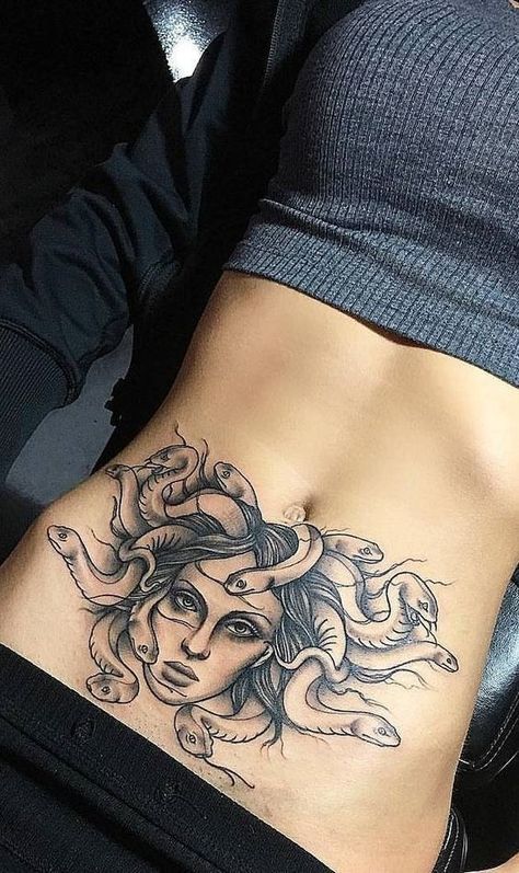 Skin art Lower Belly Tattoos, Abdomen Tattoo, Tattoos Masculinas, Lower Stomach Tattoos, Tummy Tattoo, Stomach Tattoos Women, Medusa Tattoo Design, Tattoos Infinity, Belly Tattoos