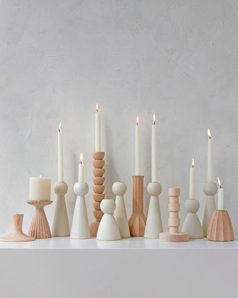 Lostine Home Goods (@lostineathome) • Instagram photos and videos Candle Holder Ideas, Clay Candle Holders, Multiple Candles, Clay Candle, Home Decor Aesthetic, Creative Candles, Diy Candle Holders, Wood Candle, Wood Candle Holders