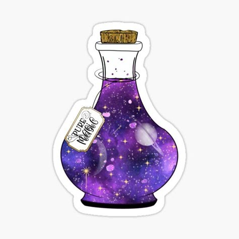 Galaxy Stickers Aesthetic, Magical Stickers, Magic Jar, Galaxy Stickers, Magic Stickers, Witch Drawing, Colorful Room Decor, Bottle Drawing, Jar Stickers