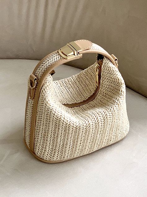 Woven Beach Bags, Tas Bahu, Trendy Shoulder Bag, Woven Handbags, Straw Handbags, Trendy Handbags, Handbag For Women, Beach Bags, Casual Tote