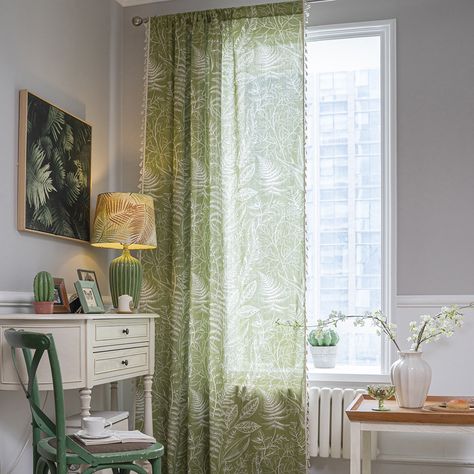 Curtain Partition, Aesthetic Patterns, Green Drapes, Boho Country, Curtain Fringe, Home Green, Sheer Curtain Panels, Green Curtains, Boho Curtains